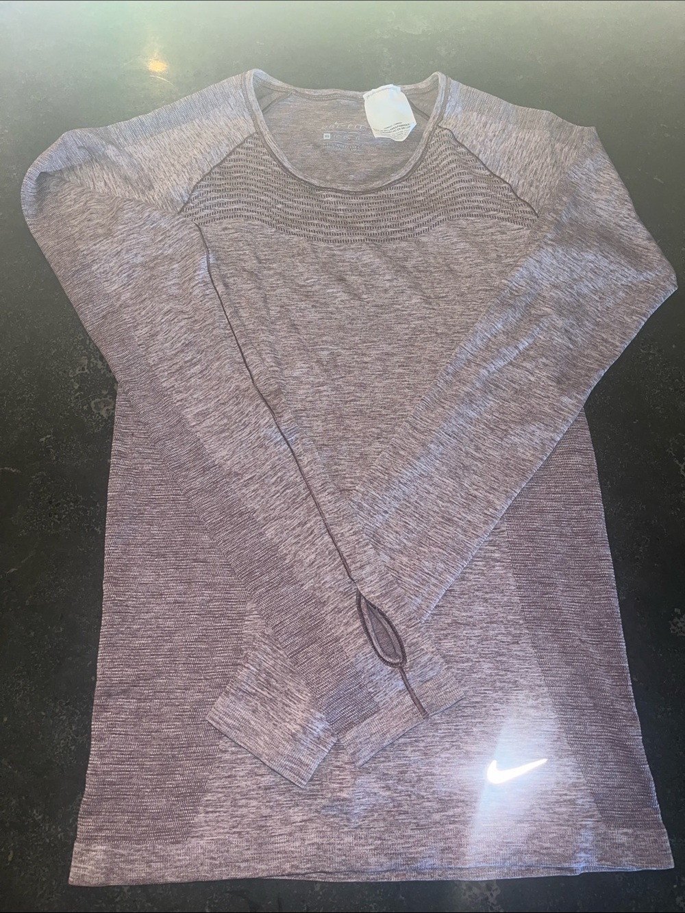 Nike Heathered Purple Long Sleeve Dri-FIT Top